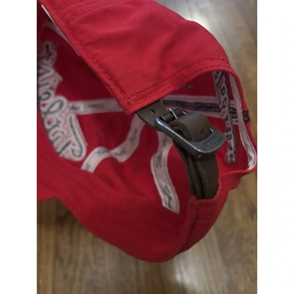 Titleist Golf Hat Mens Red Embroidered Script Logo 1935 Leather Strapback Cap